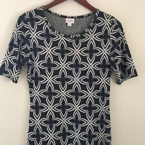 LuLaRoe Black & White Geometric Julia Pencil Dress | XS